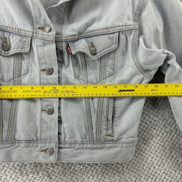 Levi's Premium Jacket Womens S Blue Light Wash Rigid Denim Trucker Retro - Picture 13 of 15
